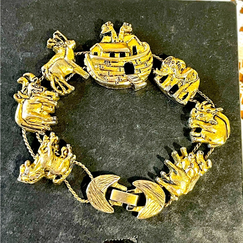 Vintage SA Signed Noah Ark Slide Bracelet